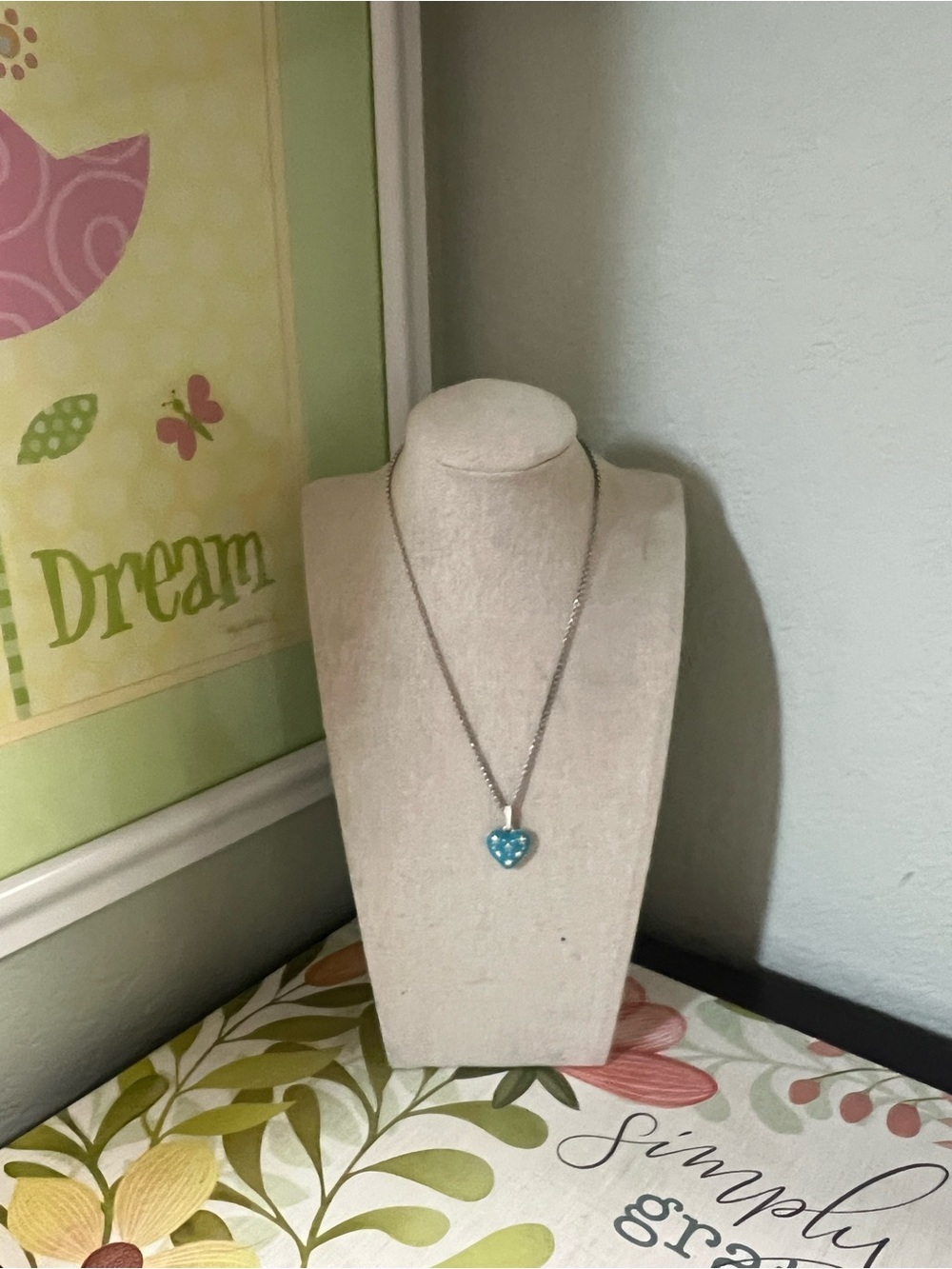 NWT Brighton Reversible Silver Necklace with Turquoise Blue Heart Charm #BJNK